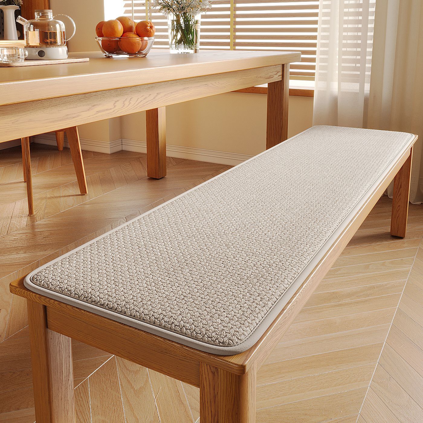 Cojín para silla, cojín largo para banco, cojín para silla de comedor de madera maciza, cojín antideslizante para las cuatro estaciones, cojín largo para banco, cojín largo para asiento. image 10