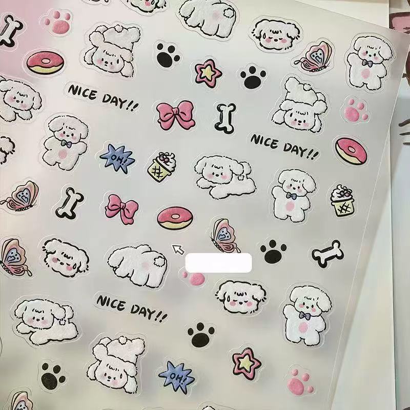 浮雕立体美甲贴纸ins爱心呆萌狗狗可爱猫咪图案指甲diy日系卡通3d|undefined
