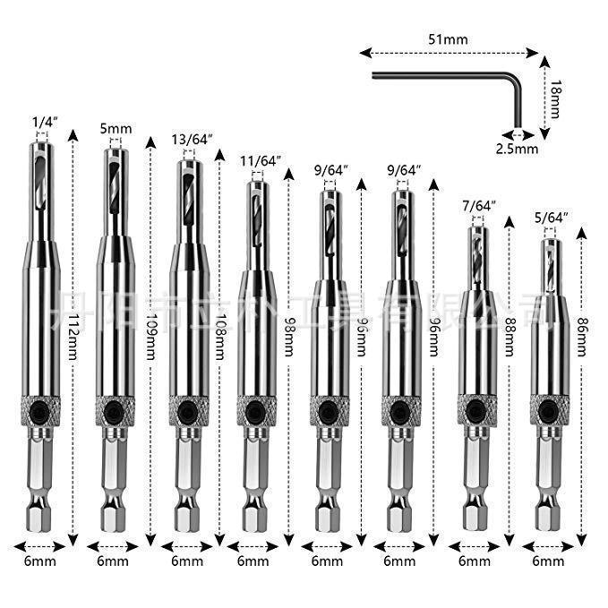 ドアと窓のヒンジ穴あけ器、木工用六角ドリルビット、特殊形状穴あけセットツール|undefined