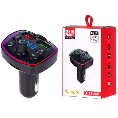 Cross-border car charger FM transmitter Bluetooth hands-free call mp3 real 3.1A dual USB port PD fast charging car charger (Car mp3) - q7-color-box-packaging