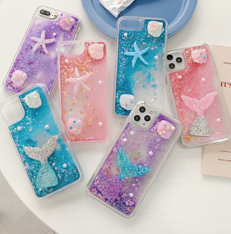 70g Weight iPhone Applicable Brands Phone Cases Classification Silica Gel Material Mermaid Pattern Cartoon Style Style Pink, Purple, Blue Color Cartoon Style Mermaid Silica Gel Phone Cases 无