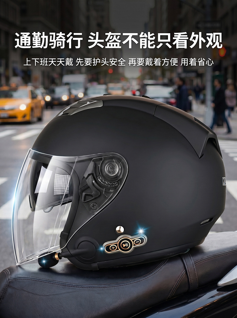 Kuqibao Electric Motorcycle Smart Bluetooth Helmet Four Seasons Universal Motorcycle Sunscreen Half Helmet Helmet Cross Border