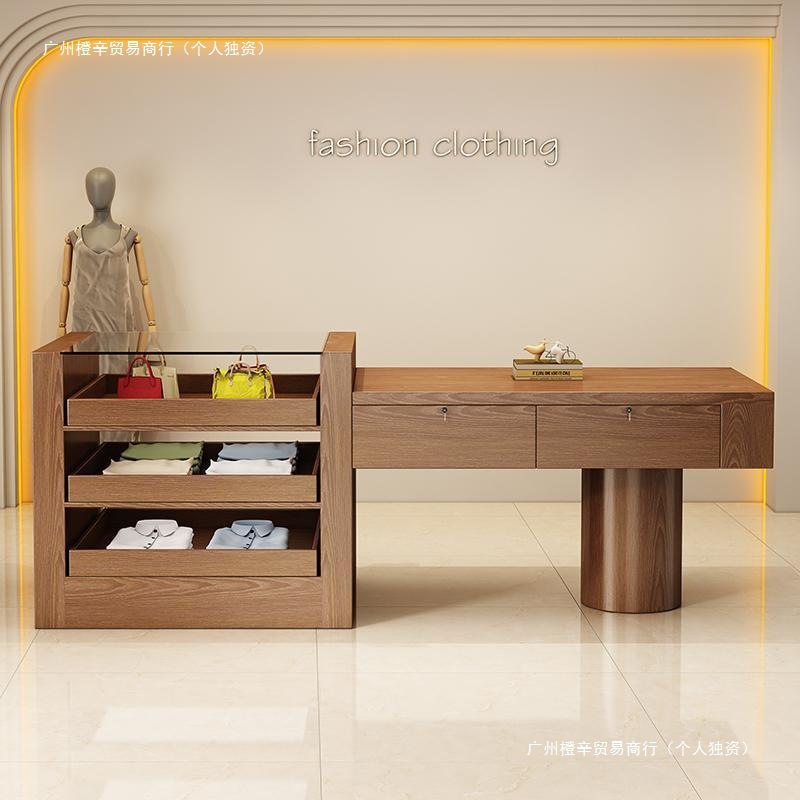 服装店中岛柜流水台网红女装店饰品展示柜鞋柜复古展示桌边柜家用