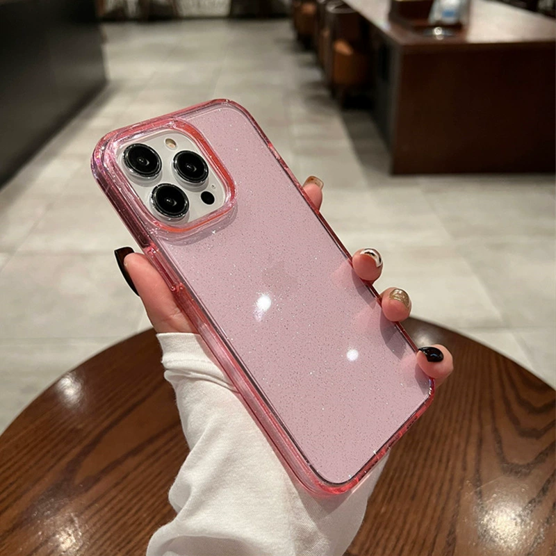 Прозрачный чехол для iPhone (Apple) совместимый с iPhone 7–17 Pro Max, блёстки, отверстие камеры 1.5 мм