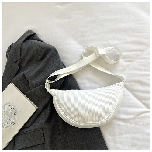 Daily single order Uhome same style dumpling-shaped corduroy autumn/winter new women's shoulder bag men's crossbody bag armpit bag lightweight