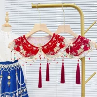 Новый китайский стиль юбка с конским лицом Облачное плечо Hanfu маленький воротник китайский красный жемчуг воротник с кисточками одежда подходящие аксессуары