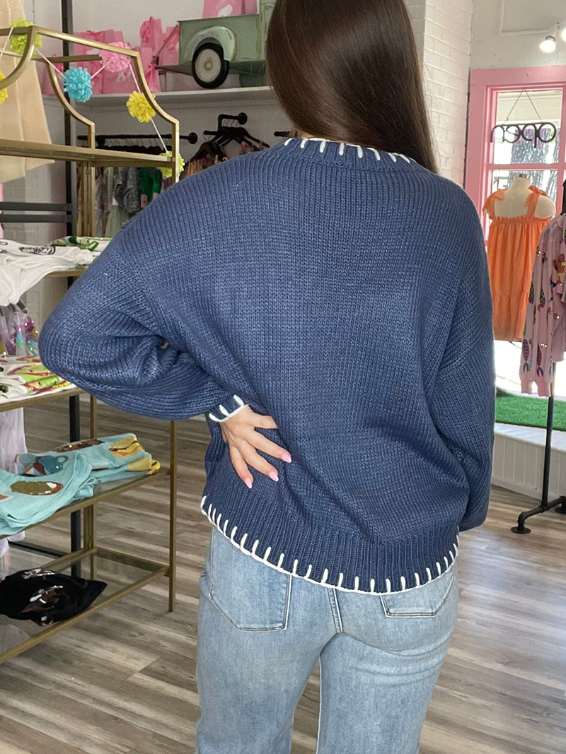 Vêtements pour femmes pull jacquard à nœud pour femmes automne et hiver style paresseux pull ample chaud et confortable_voghion.com