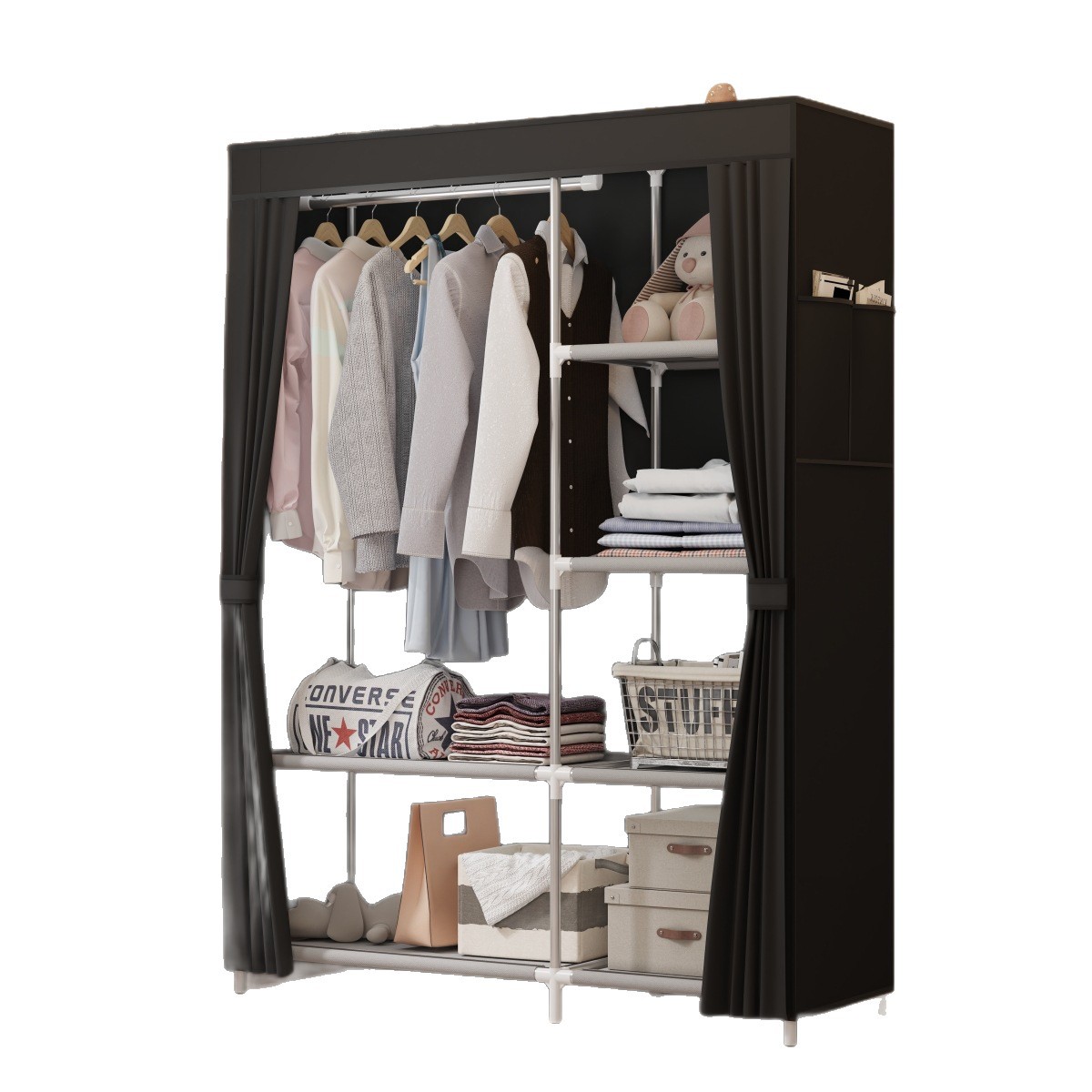 armario de tela para dormitorios domésticos armario simple para alquiler individual para habitaciones de almacenamiento armario para artículos gruesos a prueba de polvo