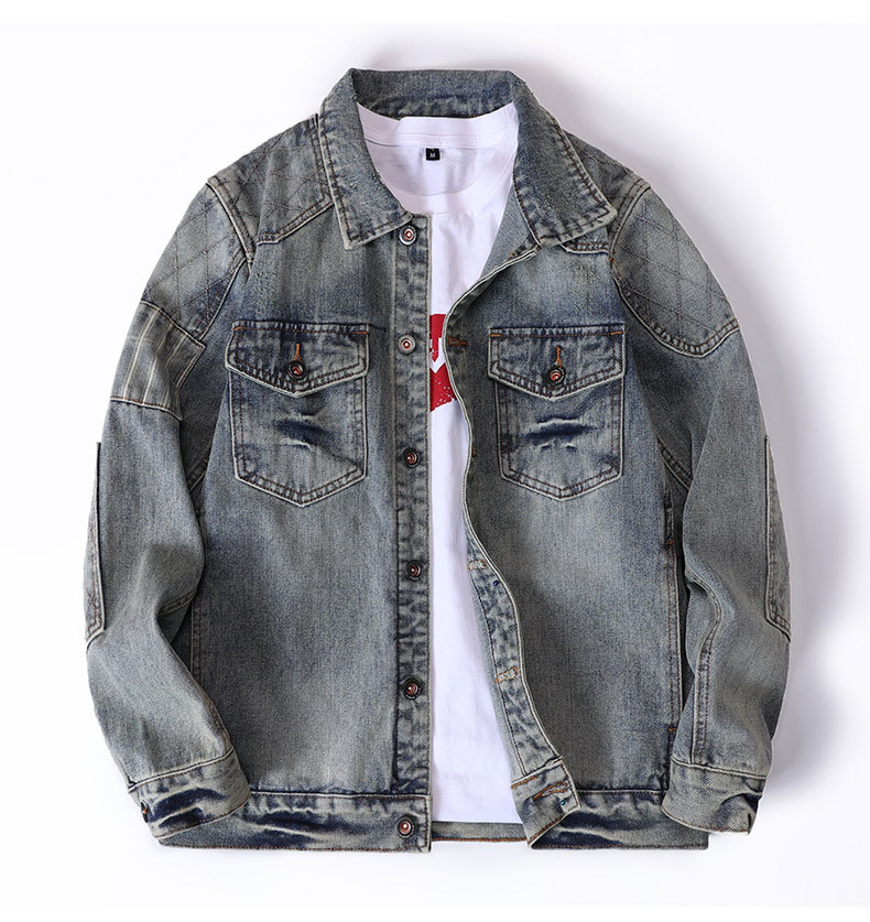 Men's Denim Jacket American Retro Embroidered Motorcycle Style_voghion.com