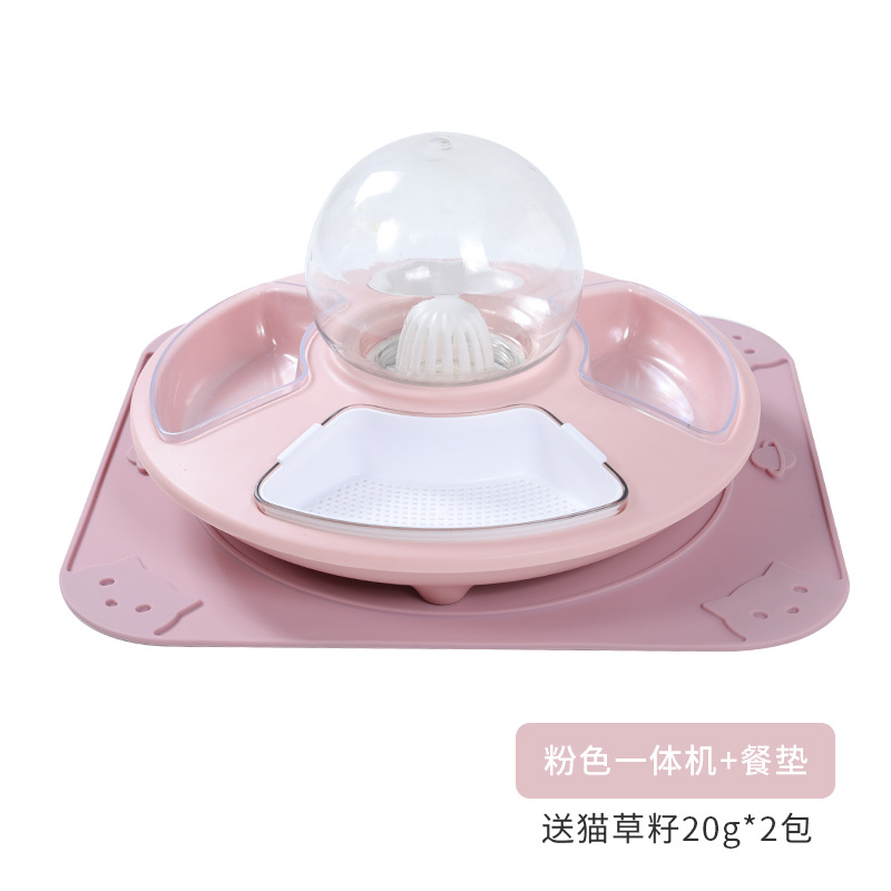 Multi-Función de alimentador de gato automático beber Pet Bowl gato hierba cuenca antidetonantes vajilla gato tazón de arroz tazón de agua