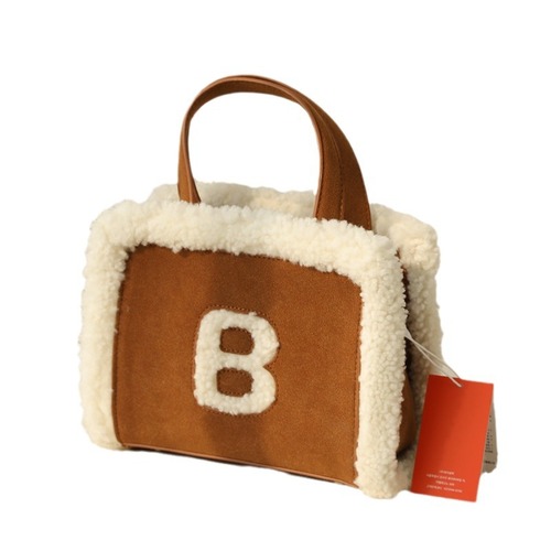 Lambskin Genuine Wool Women's 2024 New Design Crossbody Plush Bag Single Shoulder Crossbody Bag Handheld Fluffy Bag Square Bag