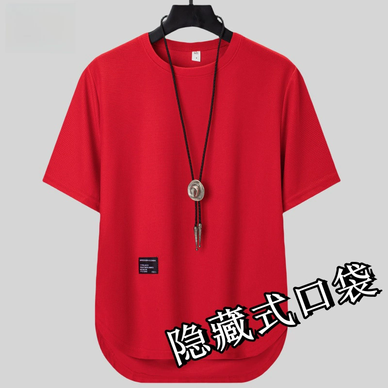 Источник производителя внешней торговли карманные футболки с короткими рукавами для мужчин свободная дикая повседневная минималистская рубашка с половиной рукава оптом