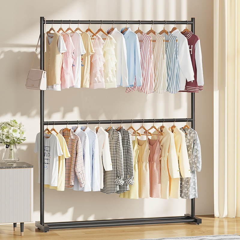 Factory direct sales double-layer clothes hanger coat rack clothes…