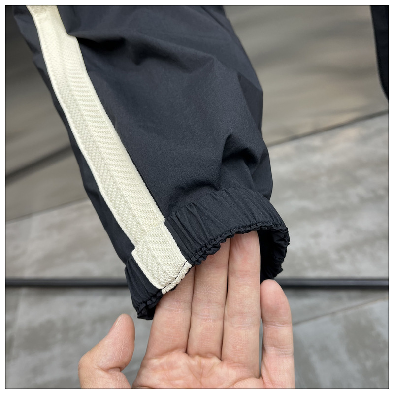 Spring summer quick drying washed loose men's side striped splicing trend slim fit leg binding cropped pants, sports and_voghion.com