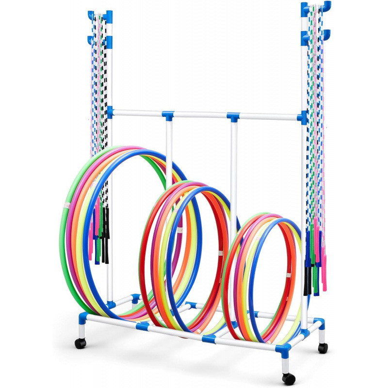 Kindergarten outdoor sports equipment storage rack, trolley, jump rope storage rack, hula hoop storage, trolley storage