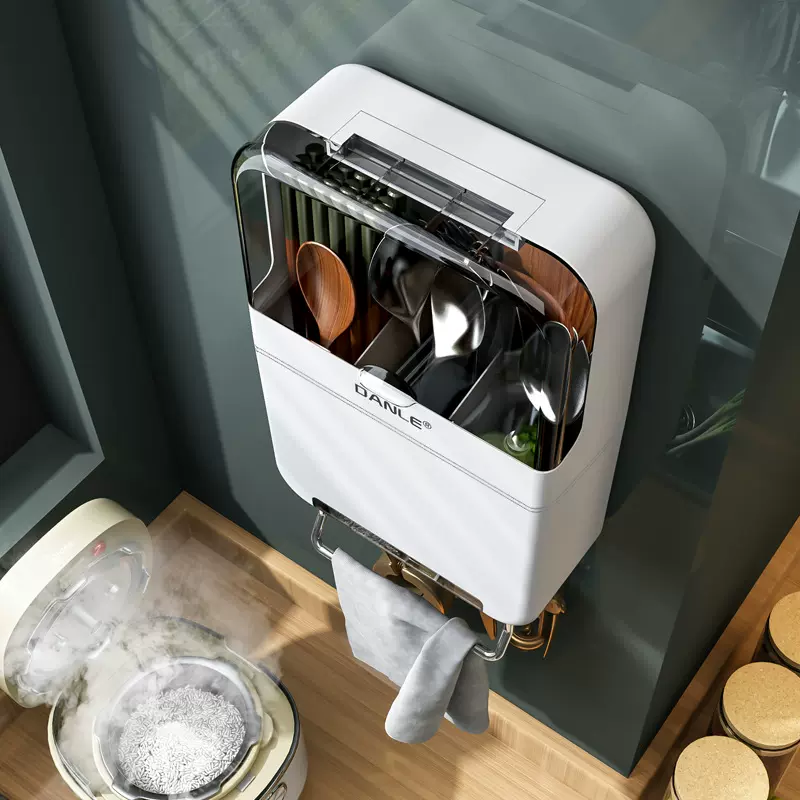 免打孔多用筷子筒厨房用具勺子筷子壁挂收纳架筷子盒防尘沥水筷笼