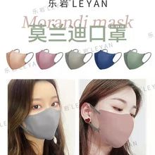 乐岩时尚彩色立体一次性口罩三层熔喷布莫兰迪一包十片彩带口罩