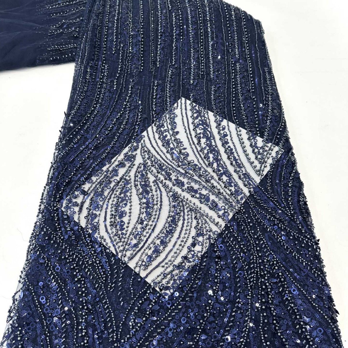 Hoja de madera sequin bordado tela de lujo ligero estilo francés vestido de boda vestido de moda de fiesta vestido de cena tela image 1