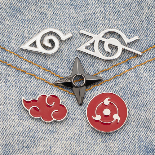 AliExpress cross-border peripheral brooch Cartoon Akatsuki Organization Sharingan Rebel Logo Shuriken Badge