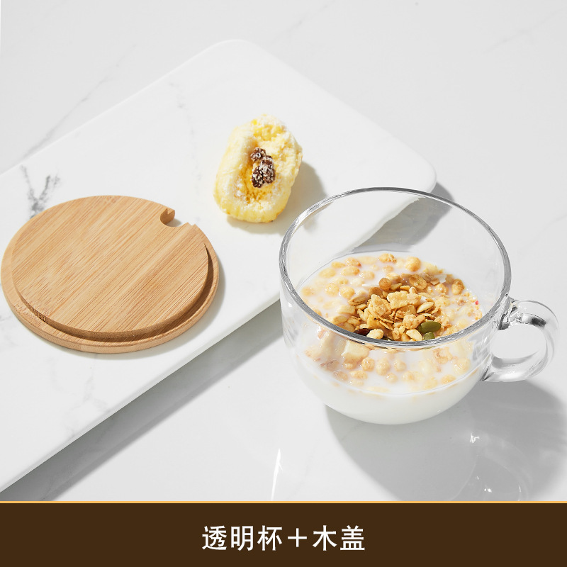 Transparent breakfast cup + bamboo lid
