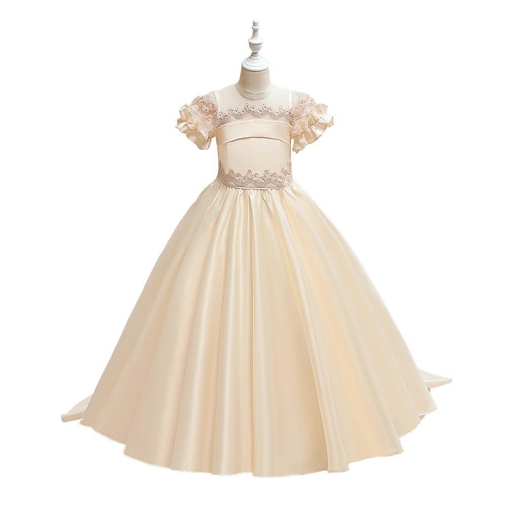 Vestido DE LOS NIÑOS trailing princesa vestido piano rendimiento traje niñas pequeño anfitrión fiesta de cumpleaños vestido de noche largo