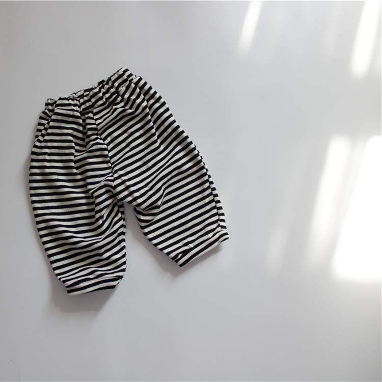 2025 Autumn Children's Casual Pants Striped Boys' Long Pants Elastic Casual Loose Korean Style Girls' Pants Summer Versatile