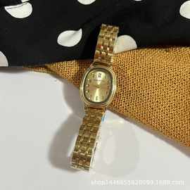 批发椭圆盘小众女表小金复古中古女士表数字简约腕表女士钢带表