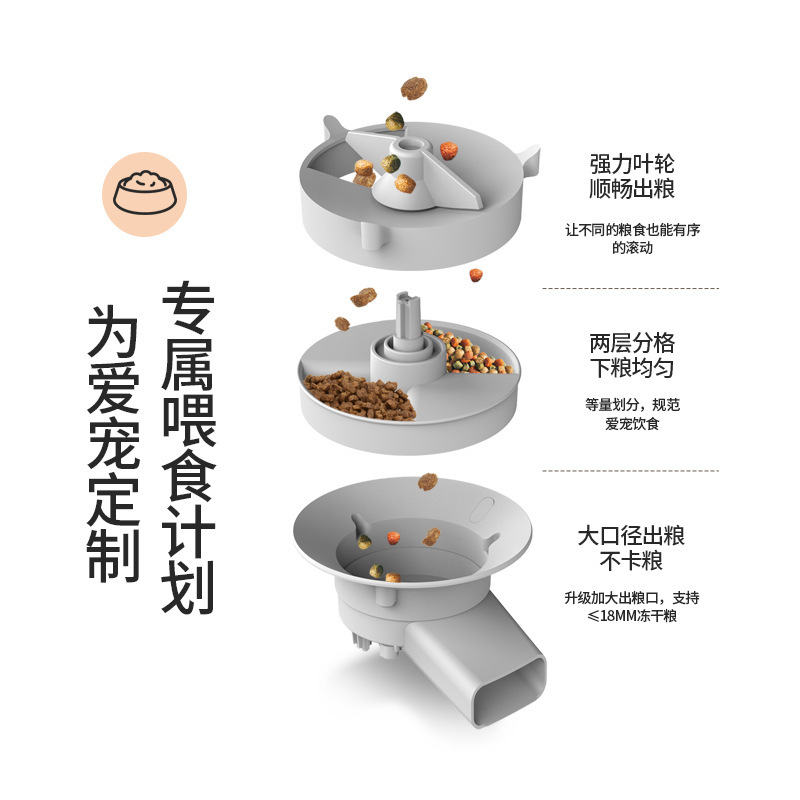 ペット知能自動給餌器定時定量給餌機は遠隔制御猫食糧犬食糧二杯卸売りを見ることができる