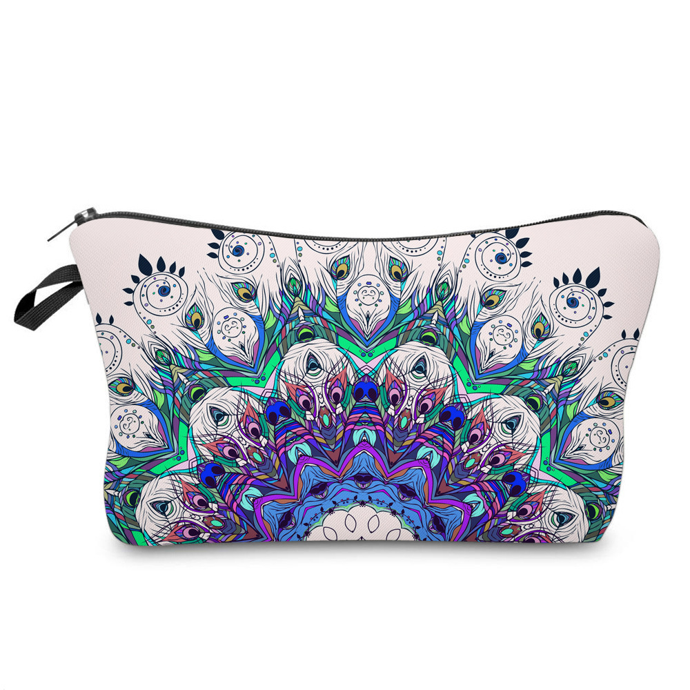 Women's Small All Seasons Polyester Printing Flower Ethnic Style Square Zipper Cosmetic Bag display picture 2