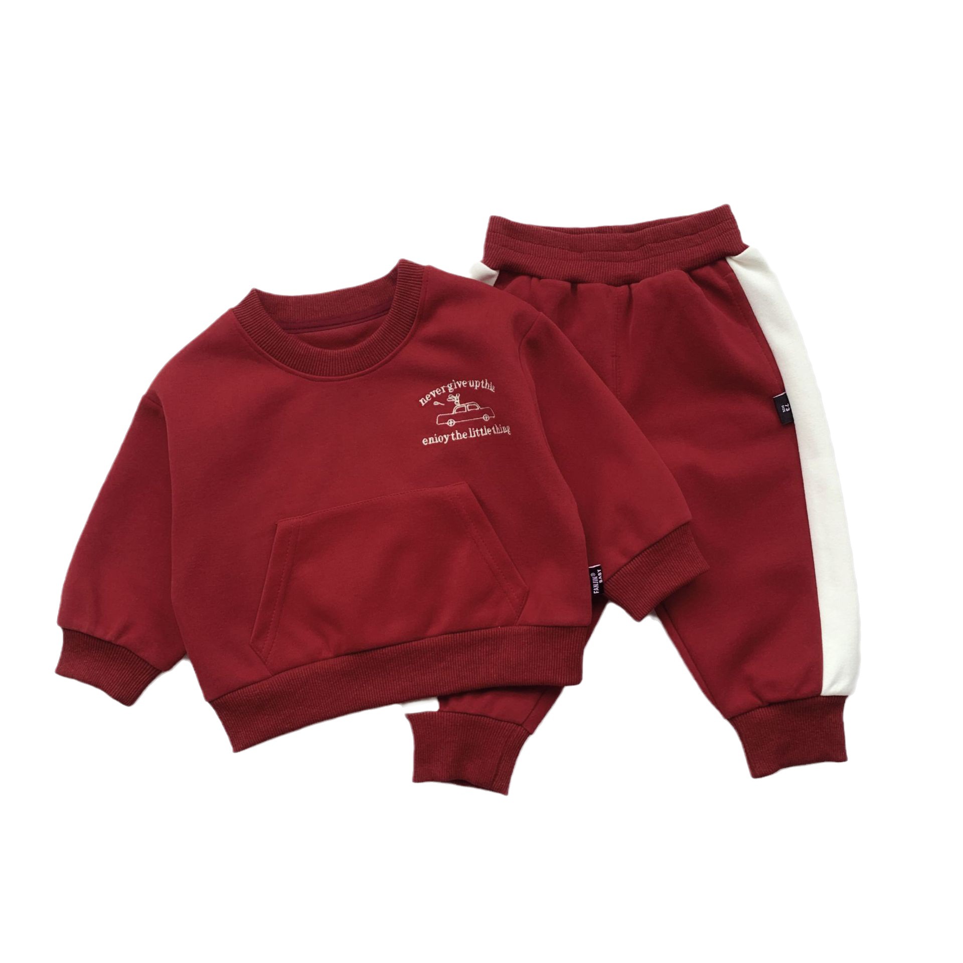 INS traje forrado de lana para niños Otoño e Invierno nuevos niños y niñas suéter pantalones de chándal estilo coreano ropa deportiva para niños moda