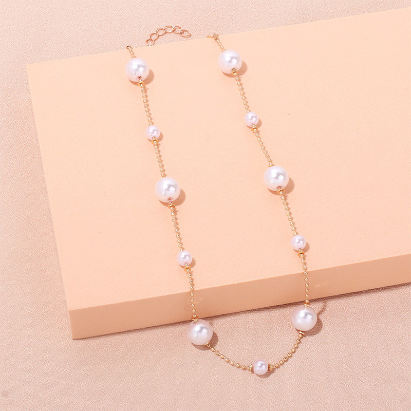 Geometric Pattern Elegant Geometric Alloy Plating Artificial Pearl Necklace