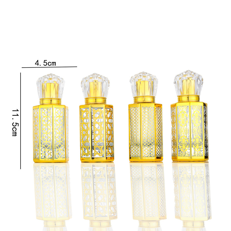 Botella de spray de perfume de 50ml oro galvanizado UV vidrio vacío botella de maquillaje