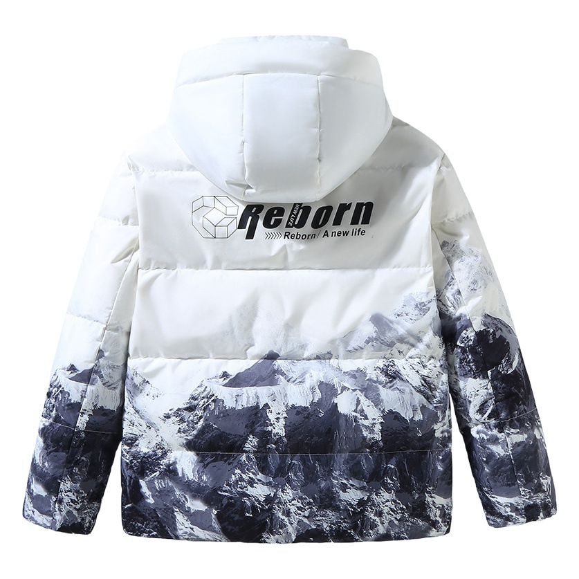 Chaqueta de Plumón para Hombre, Invierno 2025, Nueva, Gruesa, Cálida, Plumón de Pato Blanco, Chaqueta Informal con Degradado de Color, a la Moda