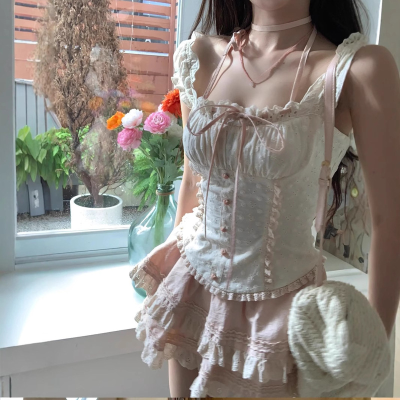 (in Stock) Runaway Princess Spring/Summer Sweet Chic Sweet Spicy Girl Puffy Short Skirt Two-Piece Set Southeast Asia, Europe and America (in Stock) Runaway Princess Spring/Summer Sweet Chic Sweet Spicy Girl Puffy Short Skirt Two-Piece Set Southeast Asia, Europe and America
