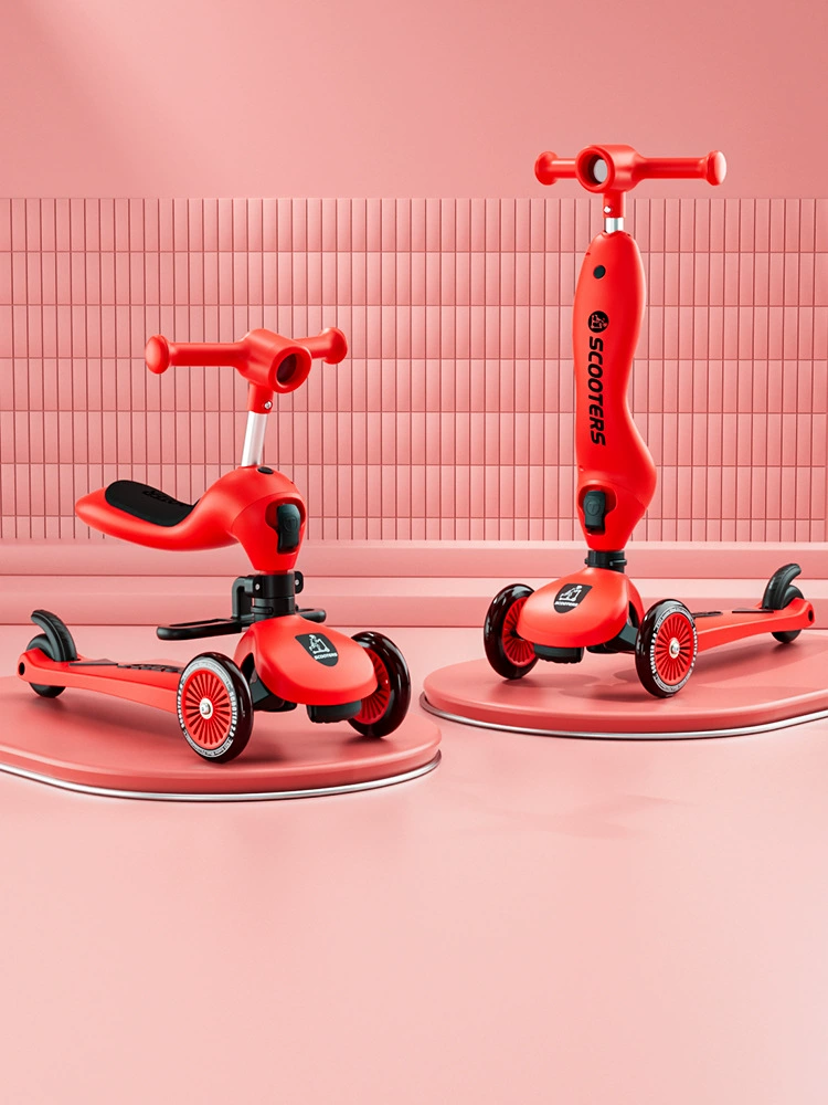 Children's universal scooter with seat for early age, 0-3-6 years
