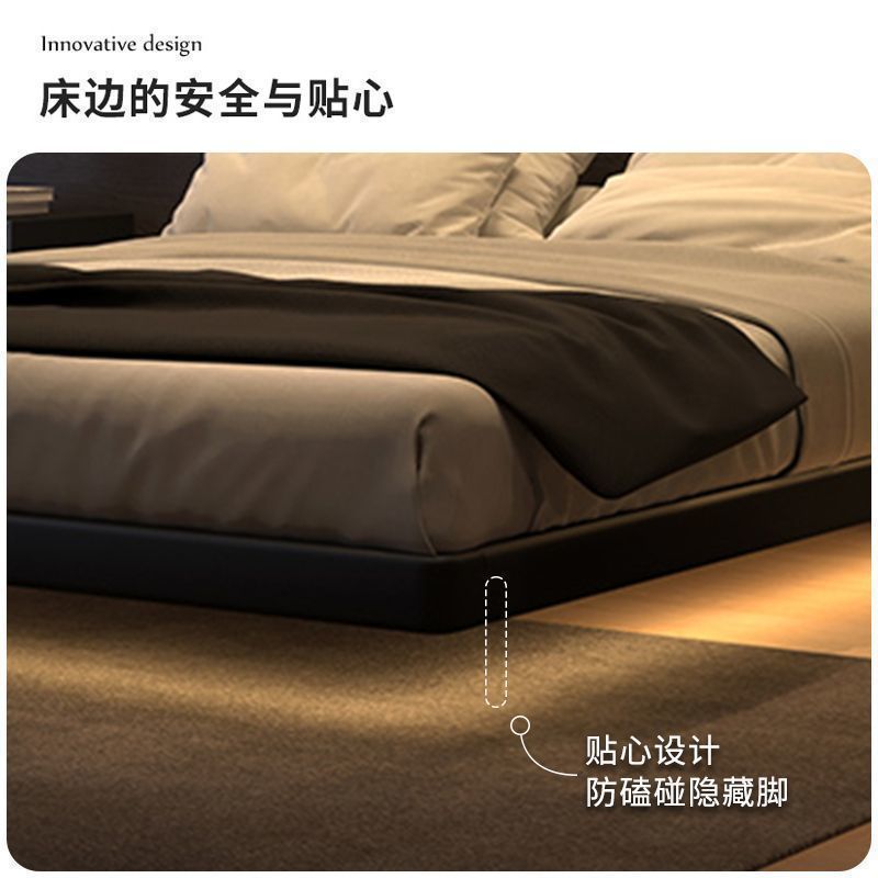 Modern Minimalist Bedsideless Beech Tatami Modern Minimalist Small Apartment Storage Internet Celebrity Floating Bed