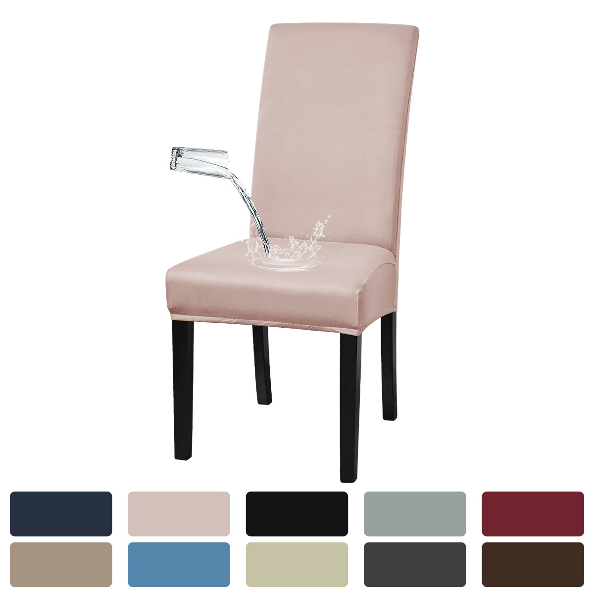 Funda de silla impermeable de seda de leche elástica transfronteriza, cubierta de funda de silla de hotel a prueba de polvo con todo incluido, emisión en stock de TEMU