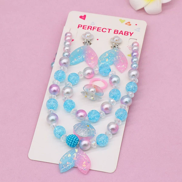 No. 2 Pink Blue+Gradient Pearl 5 -piece Set on Card Paper