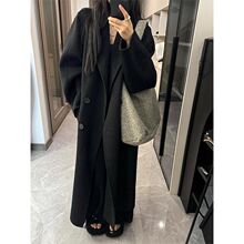 韩系年秋冬感小个子中长款宽松毛呢外套呢子大衣女
