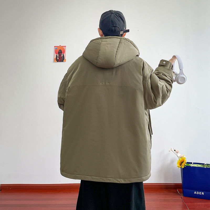 Abrigo de algodón acolchado abrigo de invierno de los hombres nueva marca de moda abrigo de algodón acolchado engrosada ropa con capucha ropa de trabajo cálida chaqueta pareja casual