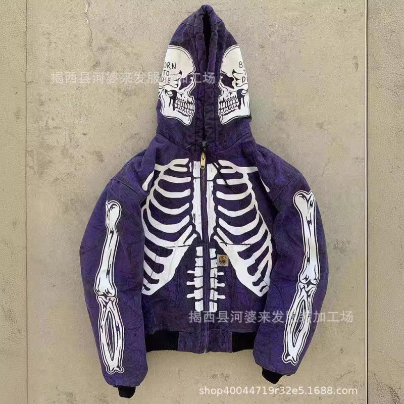 In-Stock Big Promotion Halloween 2025 Men's Autumn and Winter Sweatshirt Cross-Border Amazon Skull Long-Sleeve Hooded Zip-Up Jacket
