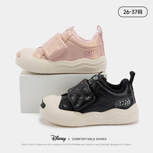 迪士尼童鞋2025女童棉鞋儿童棉鞋冬季保暖加绒皮面开口笑女孩薄棉