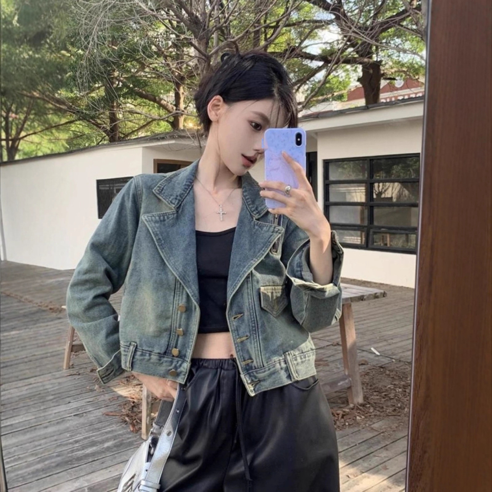 复古牛仔外套女2025春秋设计感小个子短款显瘦休闲夹克上衣