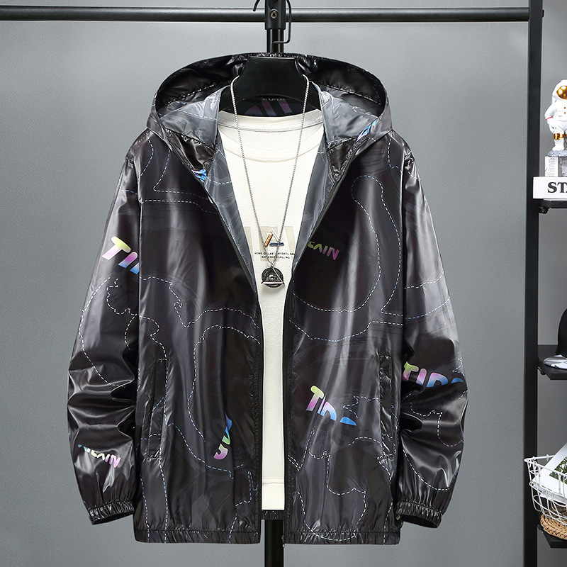 2025 새로운 플러스 사이즈 얇은 코트 남성 여름 조수 지방 얇은 외투와 지방 및 얇은 자외선 차단제 코트