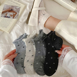 Spring and Summer Hollow-Out Japanese-Style Thin Simple Girl Lace Slouch Socks Korean Version Ins Fashion Color Short Socks