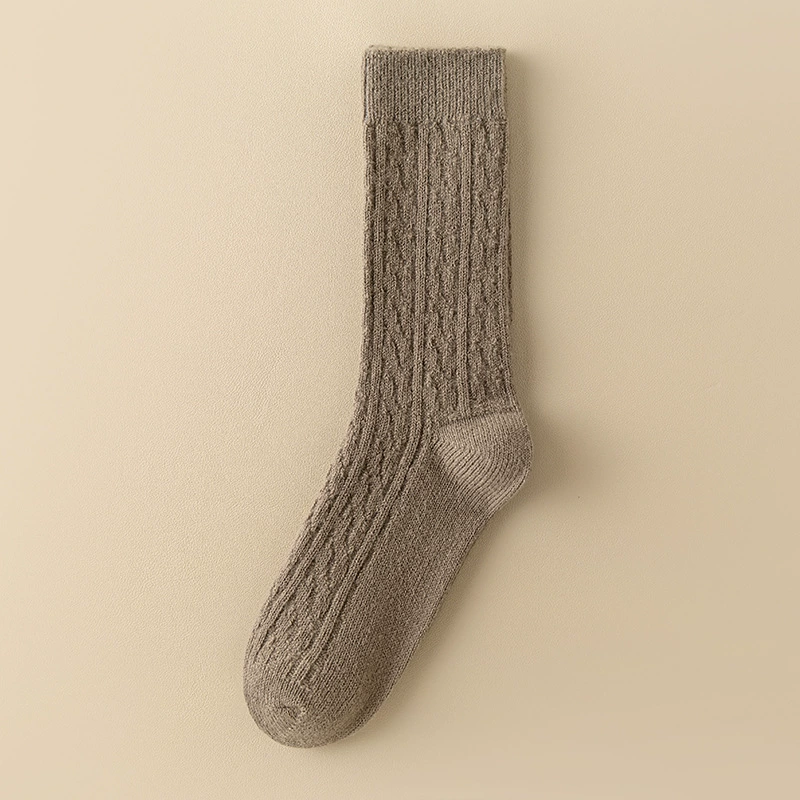 Women’s mid‑tube winter wool socks, solid colors, warm (mid‑calf)