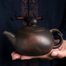 復古紫陶茶壺大容量家用紫砂壺陶瓷大號手工單壺功夫茶具大泡茶器