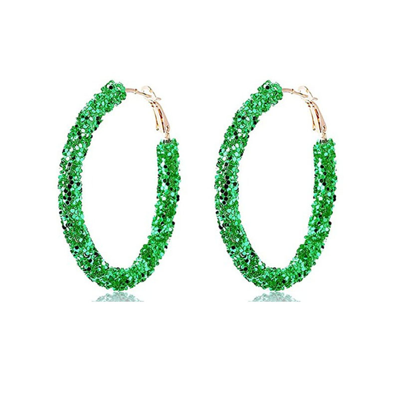 1 Pair Sweet Simple Style Colorful Sequins Plating Mixed Materials Hoop Earrings display picture 5