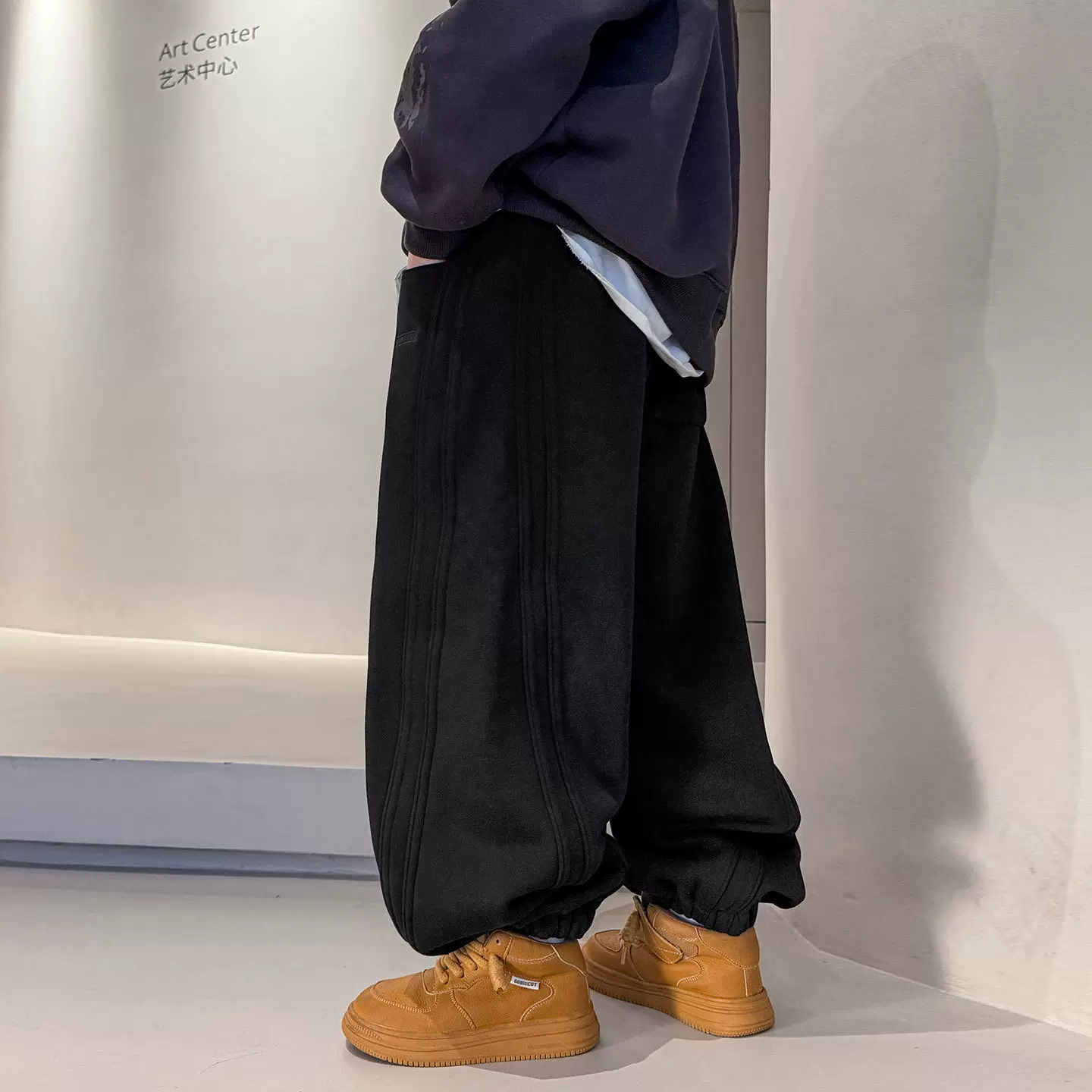 男童加绒裤子秋冬款2025新款儿童冬季一体休闲直筒卫裤大男孩冬装