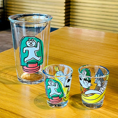 漫画落書き猫プリントガラスカップ高颜値家庭用会食コーヒー牛乳カップ焼酎杯ギフトボックスセット
